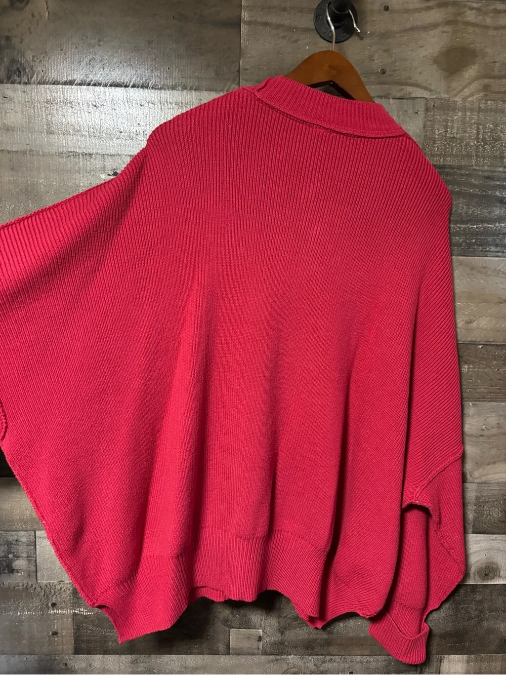 Free People Burgandy Crew Neck Oversized Sweater Small